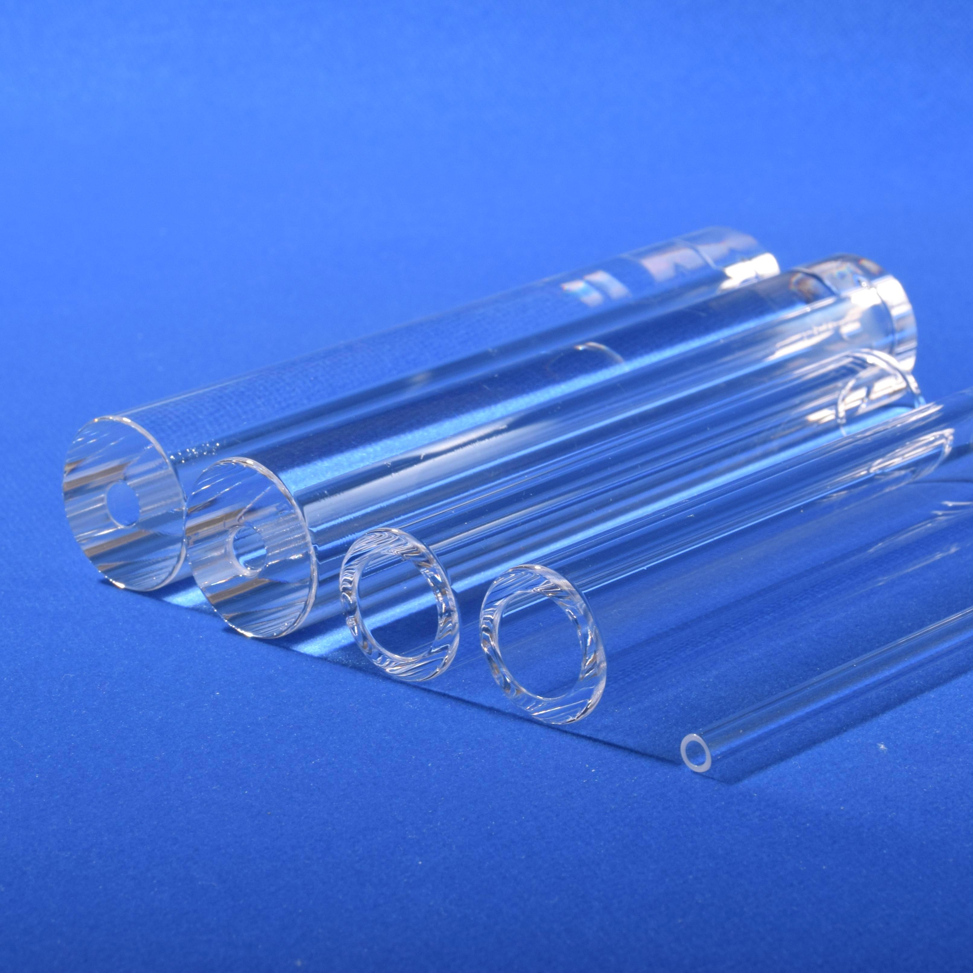 SJ 150 Translucent Oversized Thick Wall Polished Quartz Tube Heat Resistant 1100 Corrosion Resistant Ozone Free Welding