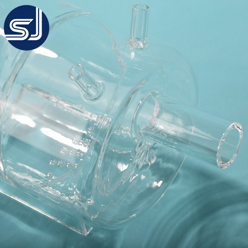 SJ QUARTZ High-Temperature Corrosion-Resistant 99.99% SiO2 1100 Laboratory Custom Quartz Flow Splitting Bottle >85%