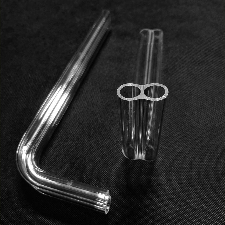 High-temperature (1100) Corrosion-resistant 99.999% Purity Ozone-Free Fused Quartz Double-tube Right-angle Elbow Bending Cutting