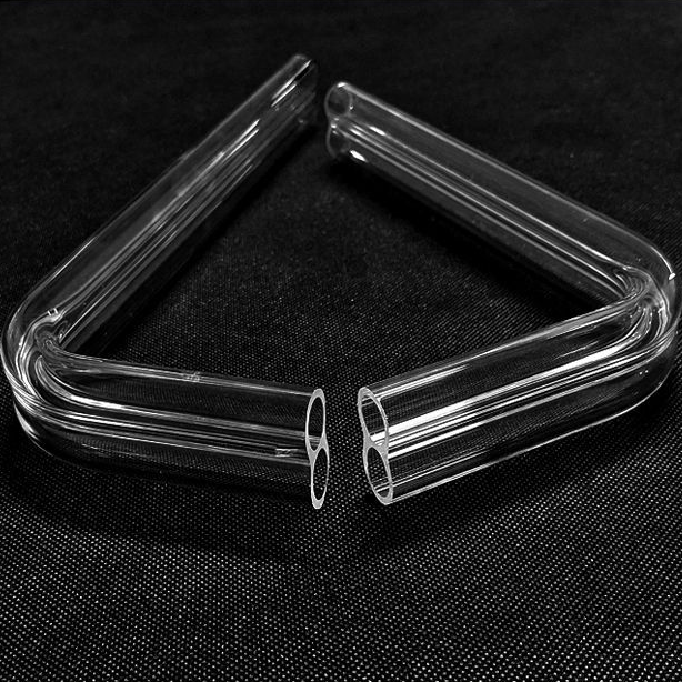High-temperature (1100) Corrosion-resistant 99.999% Purity Ozone-Free Fused Quartz Double-tube Right-angle Elbow Bending Cutting