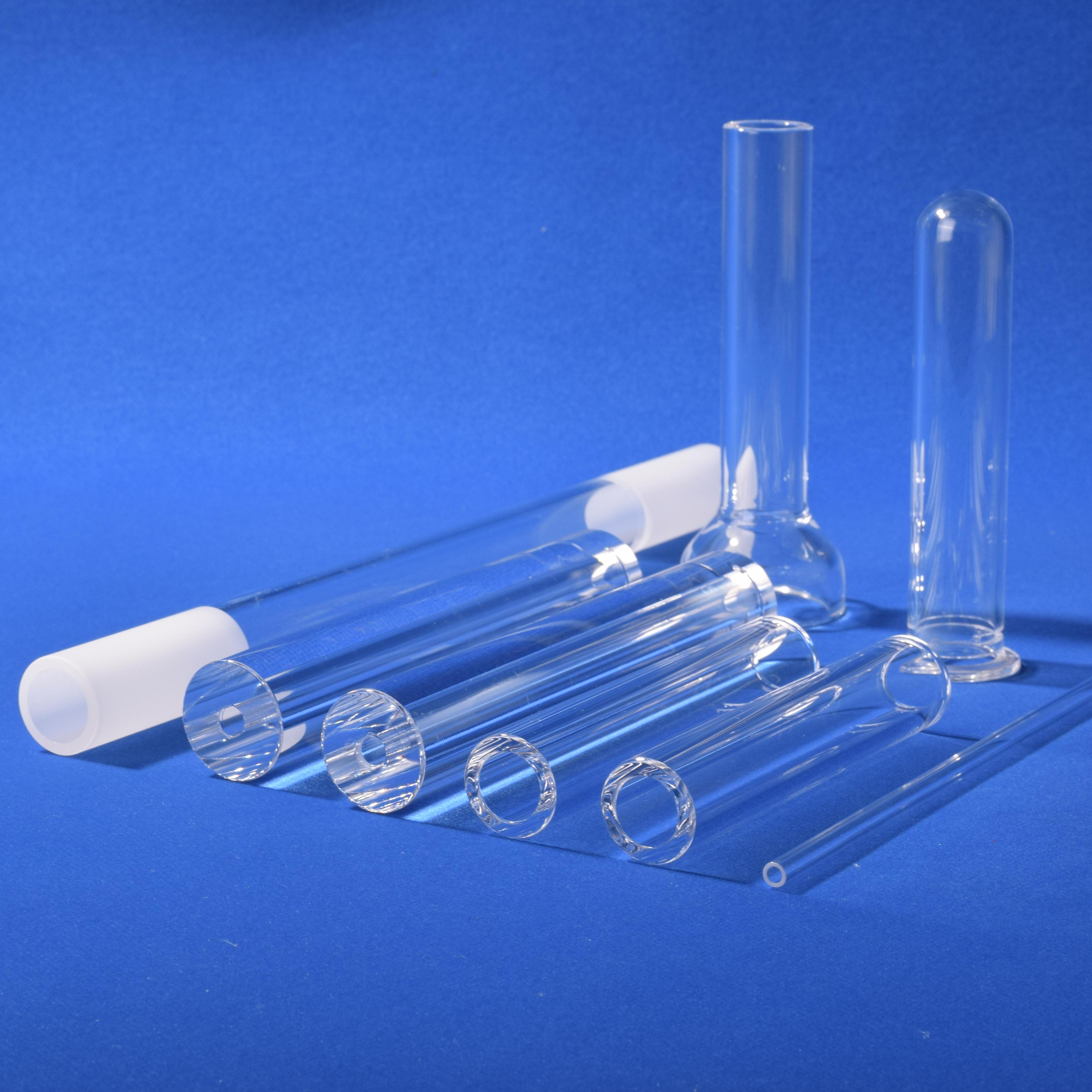 SJ 150 Translucent Oversized Thick Wall Polished Quartz Tube Heat Resistant 1100 Corrosion Resistant Ozone Free Welding
